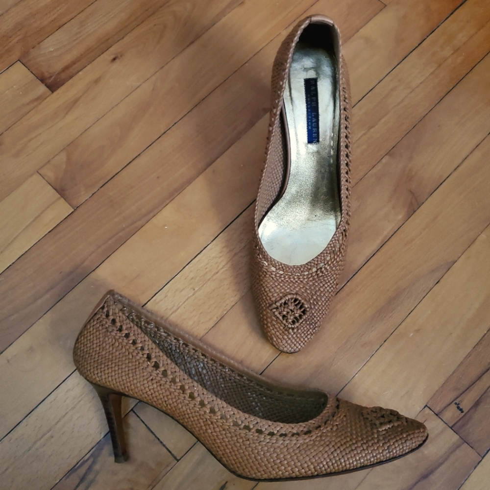 Ralph Lauren Collection Camila Woven 3" Pump, 10B - Picture 1 of 11